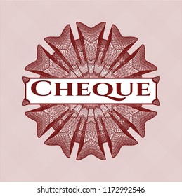 Red linear rosette with text Cheque inside