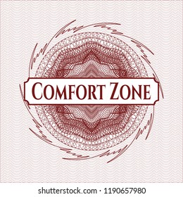 Red linear rosette with text Comfort Zone inside