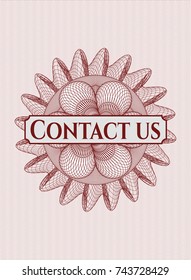 Red linear rosette with text Contact us inside