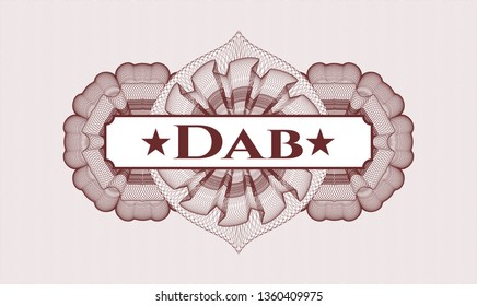 Red linear rosette with text Dab inside