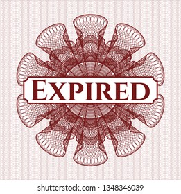 Red linear rosette with text Expired inside