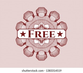 Red linear rosette with text Free inside