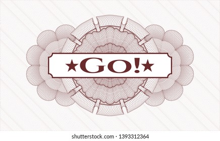 Red linear rosette with text Go! inside