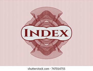 Red linear rosette with text Index inside