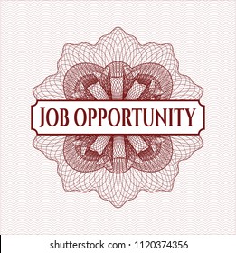 Red linear rosette with text Job Opportunity inside