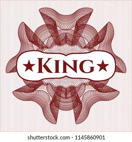 Red linear rosette with text King inside