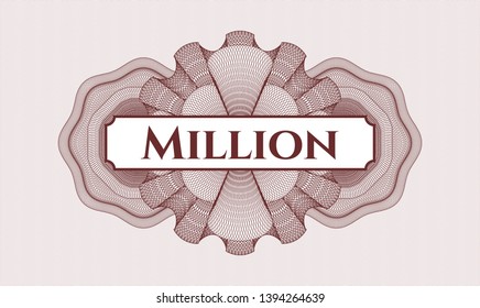 Red linear rosette with text Million inside
