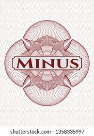 Red linear rosette with text Minus inside