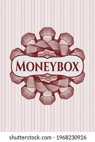 Red linear rosette with text Moneybox inside
