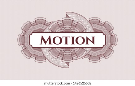 Red linear rosette with text Motion inside