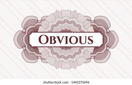 Red linear rosette with text Obvious inside