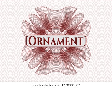 Red linear rosette with text Ornament inside