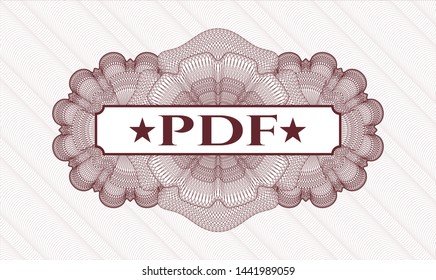Red linear rosette with text PDF inside