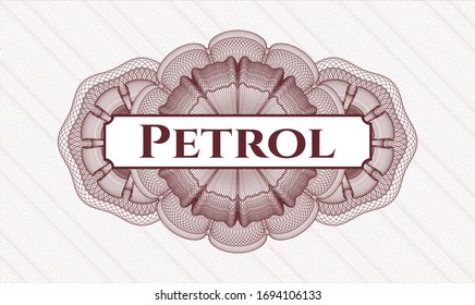 Red linear rosette with text Petrol inside