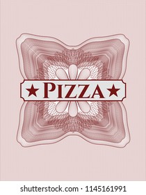 Red linear rosette with text Pizza inside
