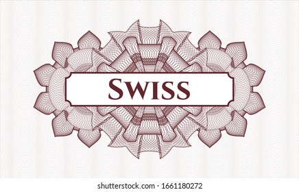 Rosette lineal rojo con texto suizo dentro