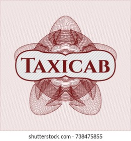 Red linear rosette with text Taxicab inside