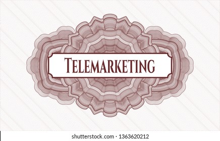 Red linear rosette with text Telemarketing inside