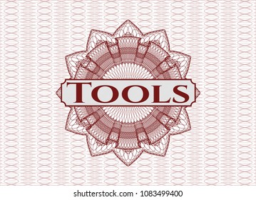 Red linear rosette with text Tools inside