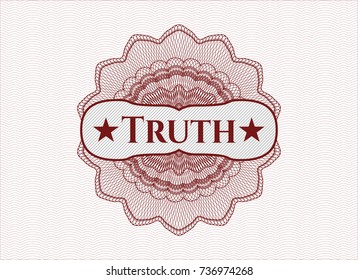 Red linear rosette with text Truth inside