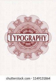 Red linear rosette with text Typography inside