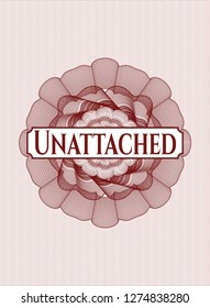 Red linear rosette with text Unattached inside