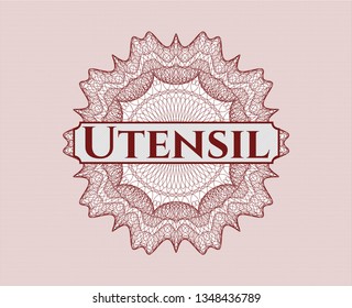 Red linear rosette with text Utensil inside