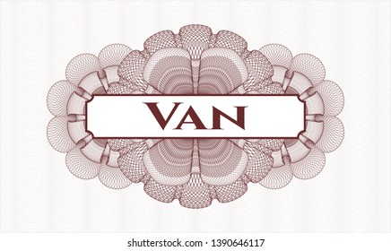 Red linear rosette with text Van inside