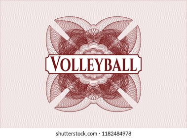 Red linear rosette with text Volleyball inside