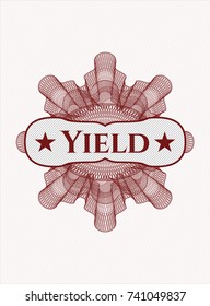 Red linear rosette with text Yield inside