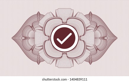 Red linear rosette with tick icon inside