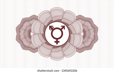 Red linear rosette with transgender icon inside