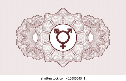 Red linear rosette with transgender icon inside