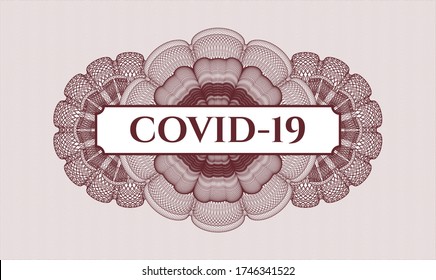Red linear rosette. Vector Illustration. Detailed with text COVID-19 inside