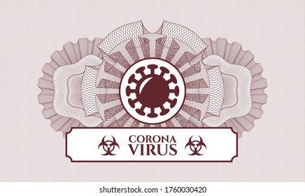 Red linear rosette. Vector Illustration. Detailed with coronavirus icon and Coronavirus text inside