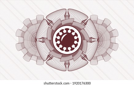 Red linear rosette. Vector Illustration. Detailed with coronavirus icon inside