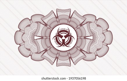 Red linear rosette. Vector Illustration. Detailed with biohazard covid-19 icon inside