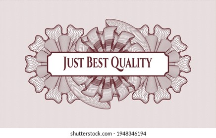 Red linear rosette. Vector Illustration. Detailed with text Just Best Quality inside
