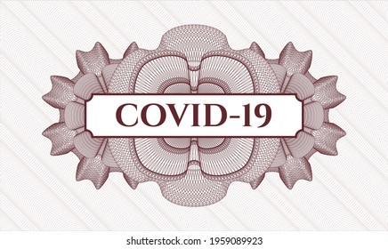 Red linear rosette. Vector Illustration. Detailed with text COVID-19 inside