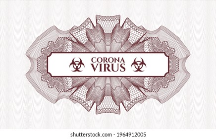 Red linear rosette. Vector Illustration. Detailed with text Coronavirus inside