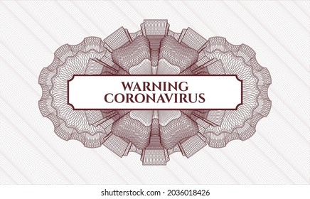 Rosette lineal rojo. Ilustración vectorial. Detallado con texto Advertencia Coronavirus dentro