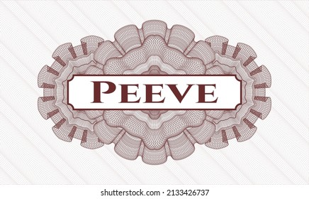 Red linear rosette. Vector Illustration. Detailed with text Peeve inside