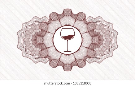 Red linear rosette with wine cup icon inside