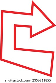 Icono de dirección de flecha roja alineada. Ilustración vectorial de color rojo para banners de sitios web, aplicaciones, anuncios y elementos de diseño de medios sociales.