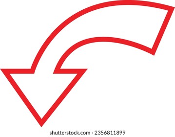 Red lined arrow direction icon. Red color vector illustration for website banners, apps, ads and social media design elements.