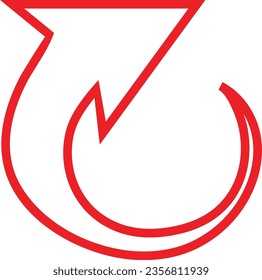 Red lined arrow direction icon. Red color vector illustration for website banners, apps, ads and social media design elements.
