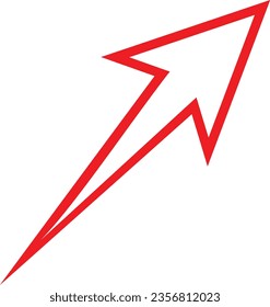 Red lined arrow direction icon. Red color vector illustration for website banners, apps, ads and social media design elements.