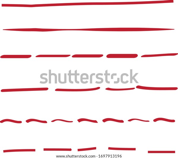 Red lines\
hand drawn vector set isolated on white background. Collection of\
doodle lines, hand drawn template. Red marker and grunge brush\
stroke lines, vector\
illustration