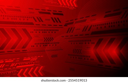 red lines high technology circuit arrow lines connecting with neon light abstract background