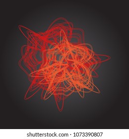 Red lines on black background. Geometric abstraction. Vector illustration